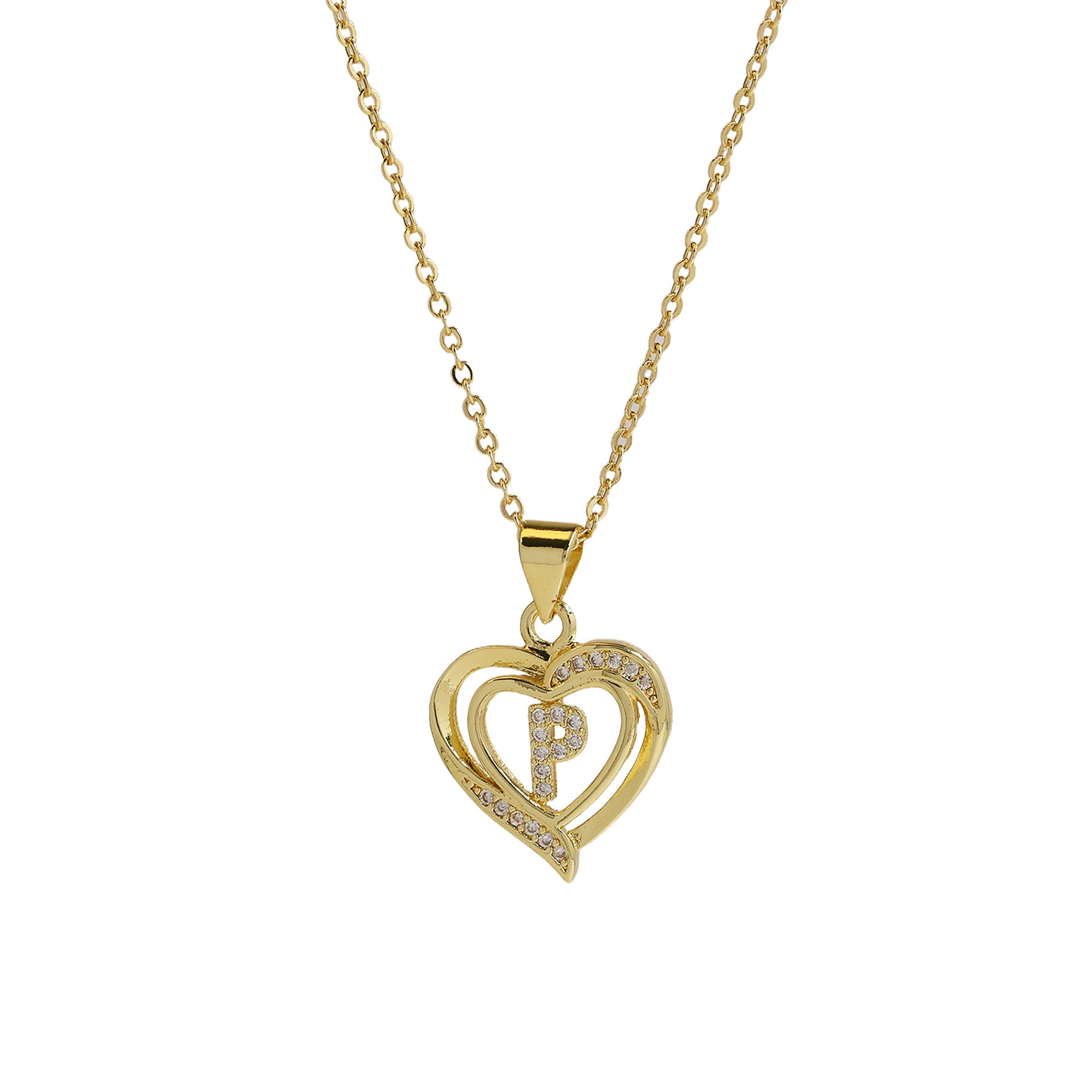 Kamarie Initial Heart Necklace - Necklace P [AFJKAT1E]