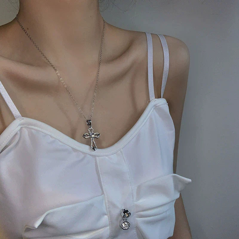 Rilynn Layered Braided Cross Necklace - Cross Pendant Necklace