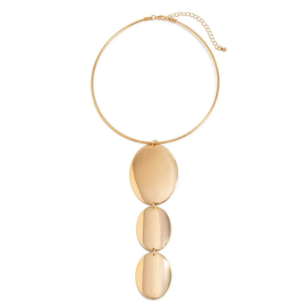 Vayda Geometric Pendant Necklace - Oval Gold