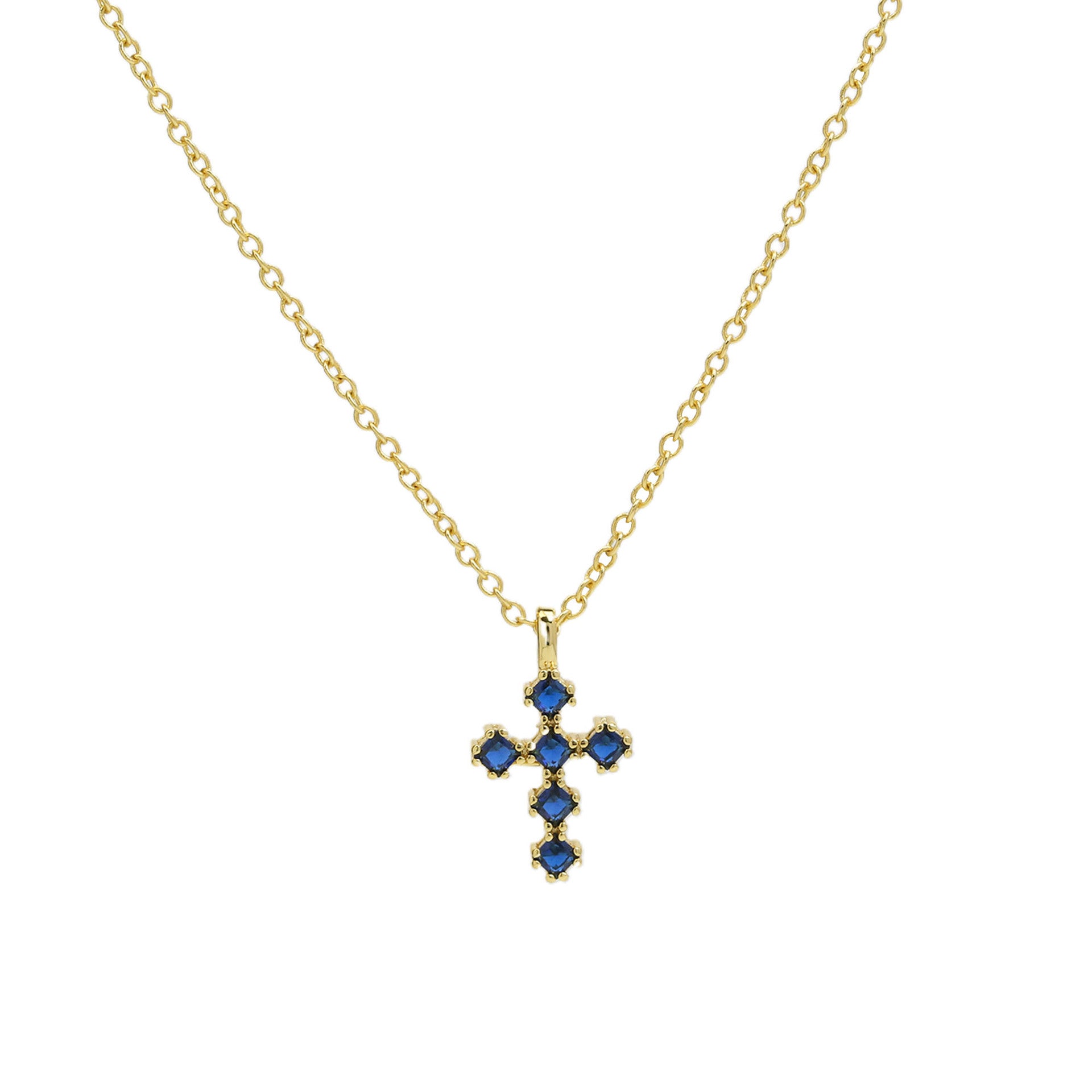 Parisa Zircon Birthstone Cross Necklace - September [BJ0ORYF5]