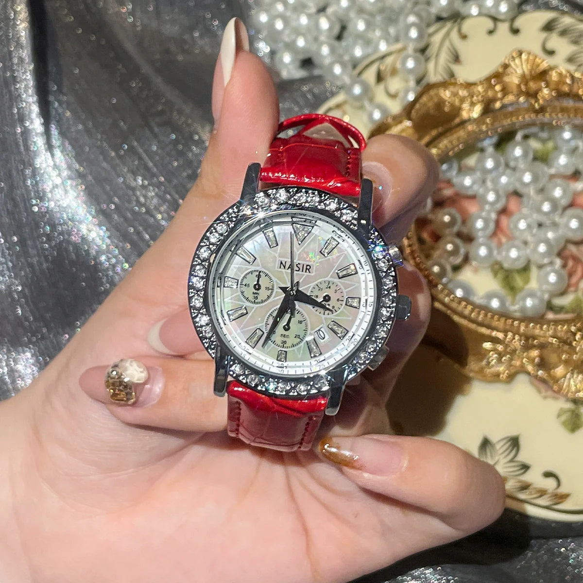 Layana Ceramic Rhinestone Watch - Red