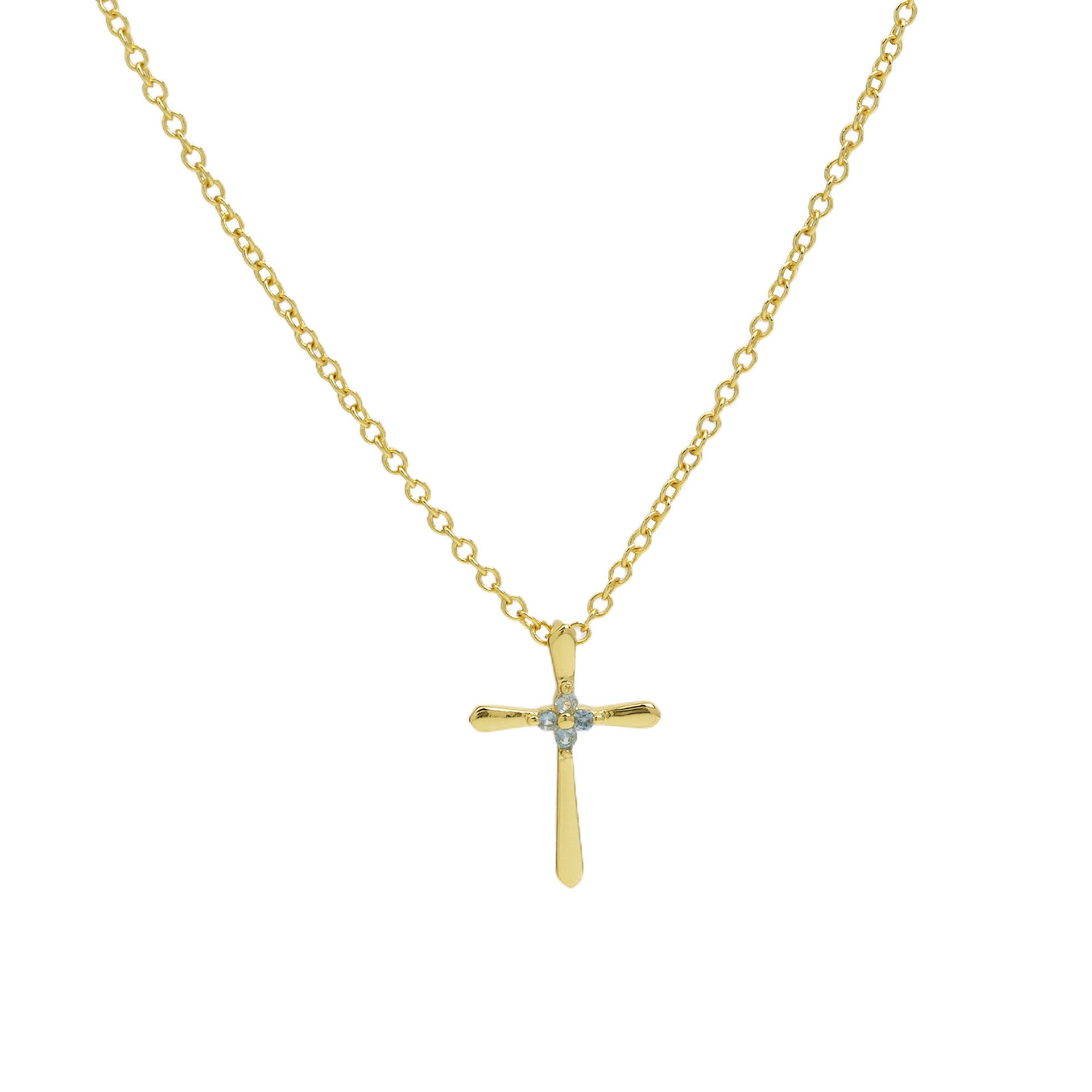 Mela Birthstone Cross Necklace - December Birthstone Necklace [P3MCN9PI]