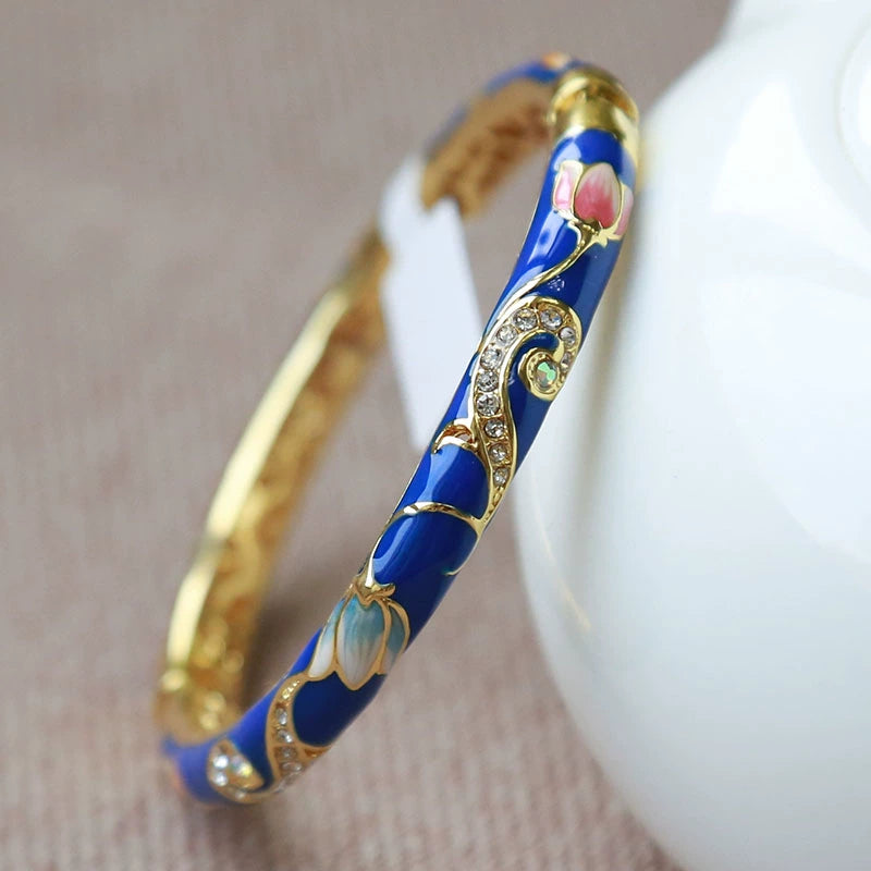 Ellagrace Delicate Lotus Bangle - Deep Blue (comes with gift box) [5EE9N0OK]