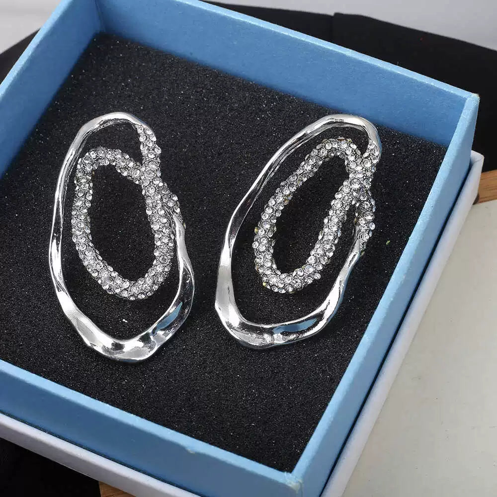 Lou Geometric Drop Earrings - Silver