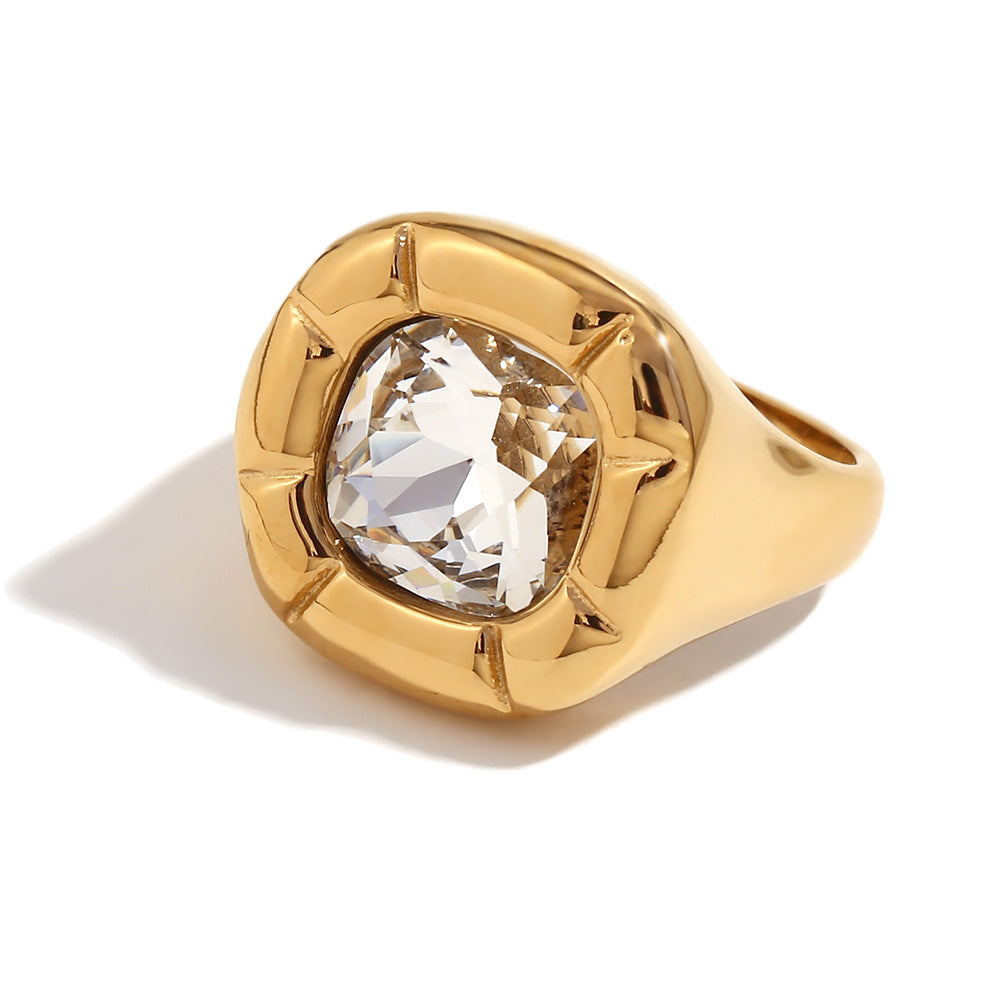 Amayra Zircon Bloom Jewelry - Ring - Gold White Zircon Size 6 [051B51CR]