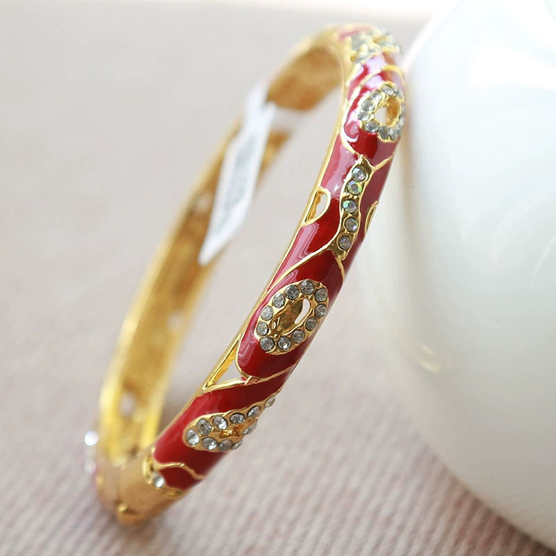 Azariyah Cloisonné Diamond Bangle - Yellow (0.8cm Face Width) [21VK8J12]