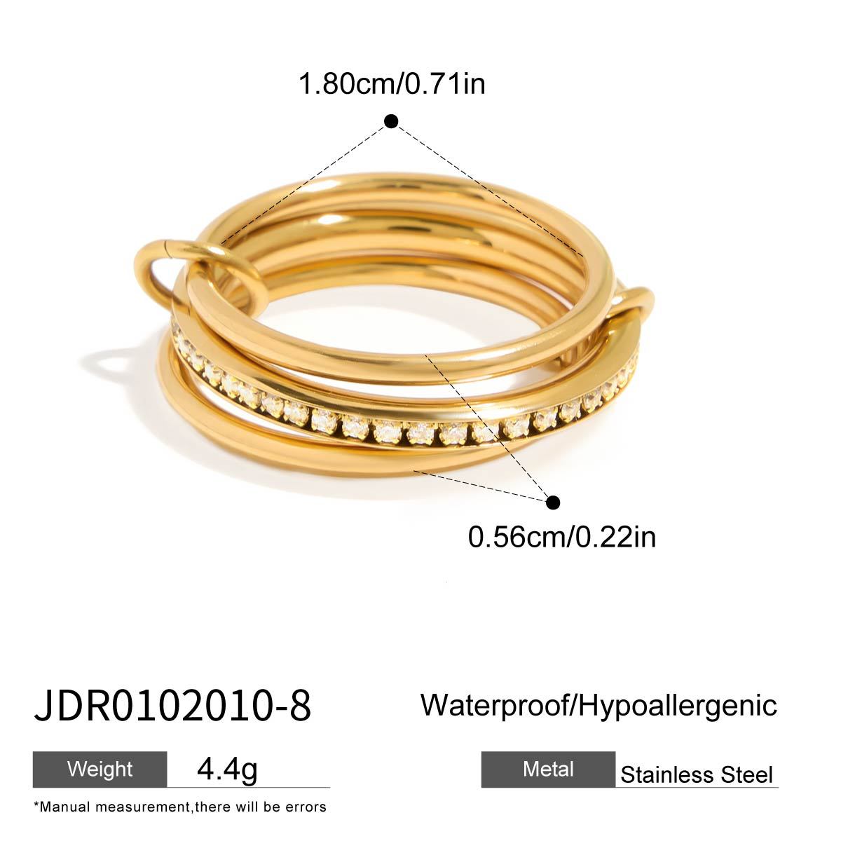 Dagny Stainless Steel Stackable Rings - JDR0102010-8 [DR1MWSBX]