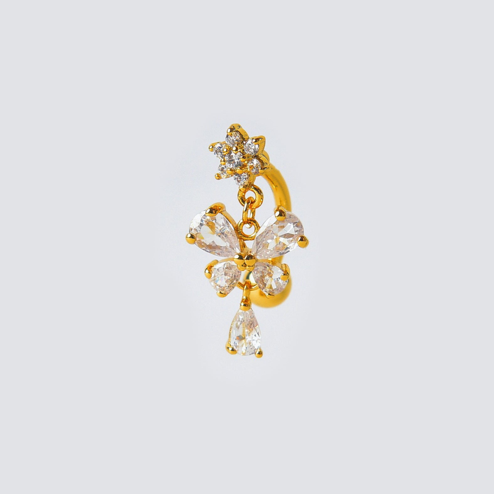 Therese Butterfly Teardrop Navel Ring - A Style (18K Gold) [IAXQB43F]