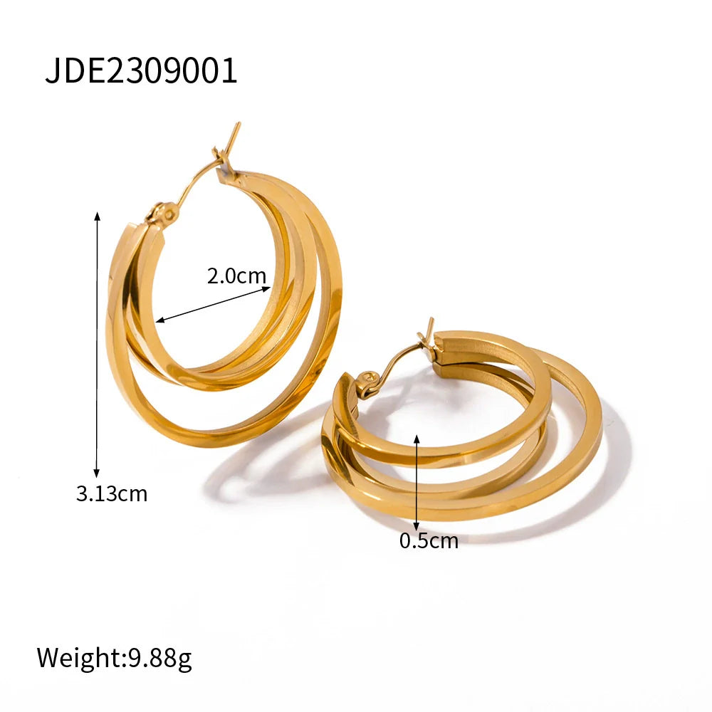 Posey Sleek Double-Layer Hoops - Silver-Tone