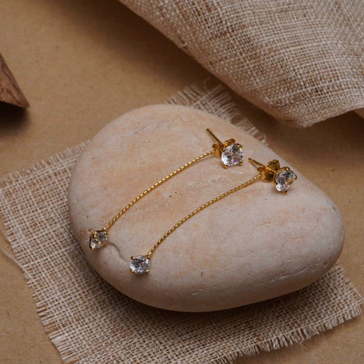 Evaleigh Starry Threader Earrings - Zircon Threader Long Tassel