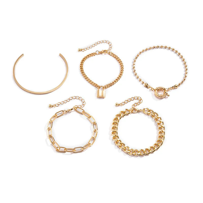Alyson Cross Lock Bracelet Set - Gold