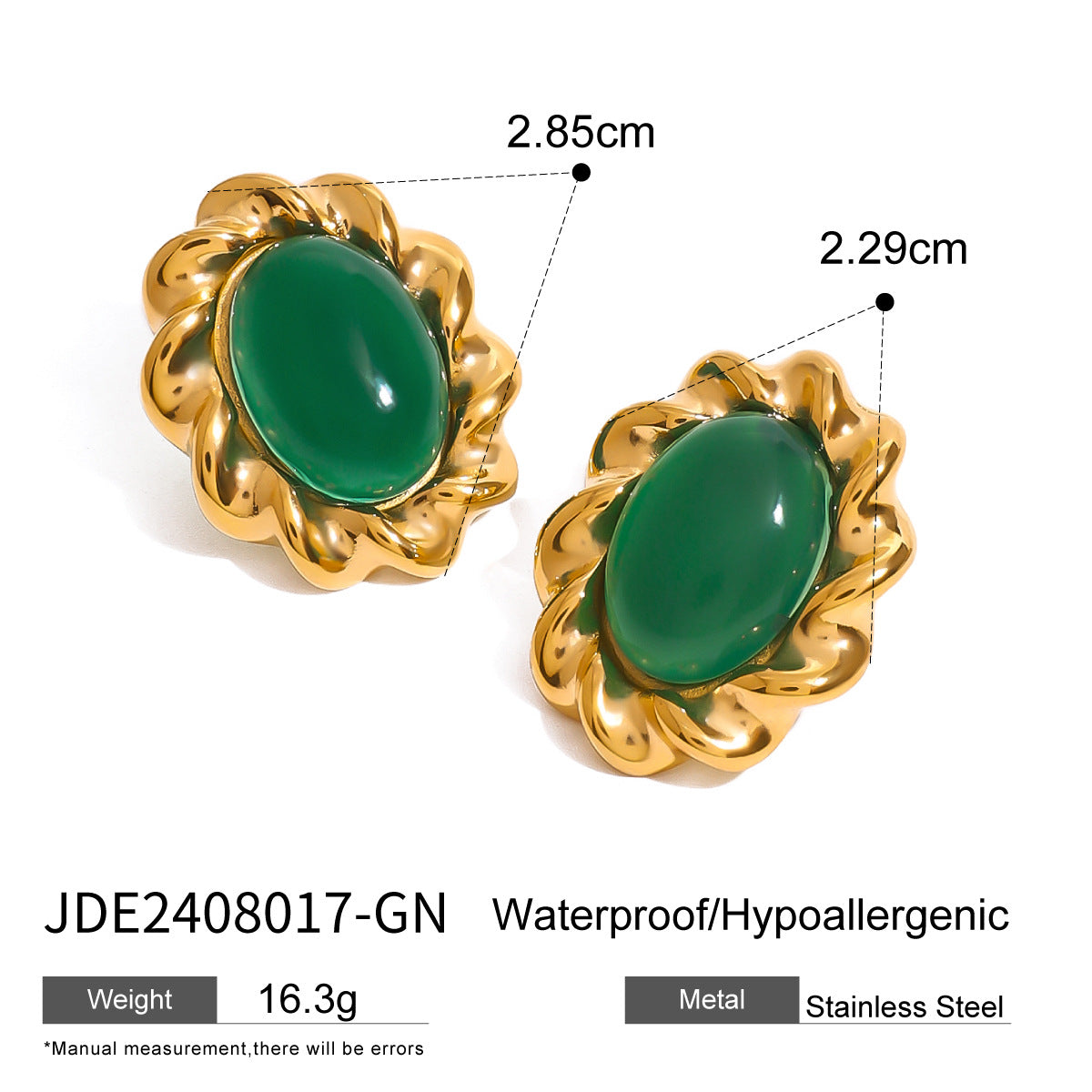 Meera Agate Stud Earrings - JDE2408017-GN [N89UJ85Y]