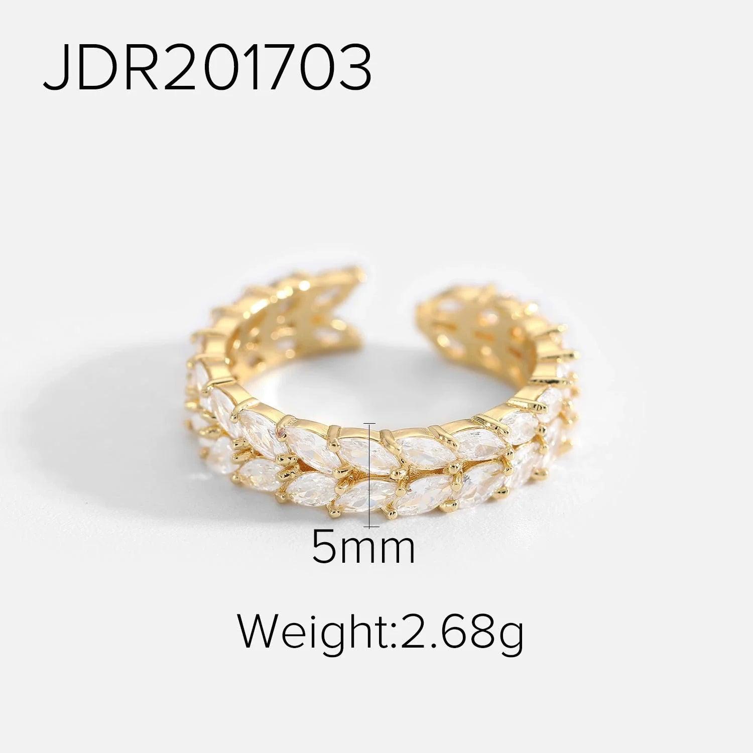 Jamiyah Adjustable Zircon Ring - Adjustable Open Ring - Style 9