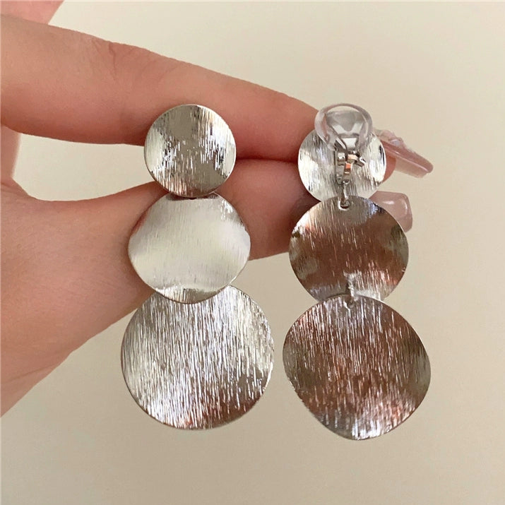 Minka Layered Brushed Earrings - Silver Clip-On [0F7PKSJO]