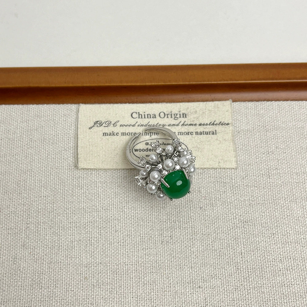Azure Regal Emerald Pearl Ring - Emerald Stone Pearl Ring [AIGEOW83]
