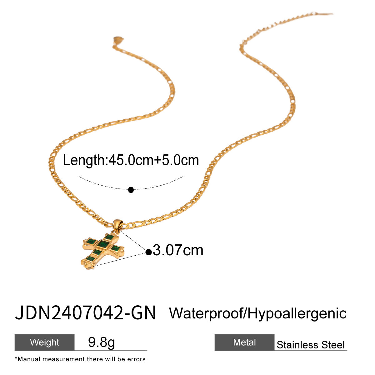 Xia Cross Earring Necklace Set - JDN2407042-GN [88WTKFDI]