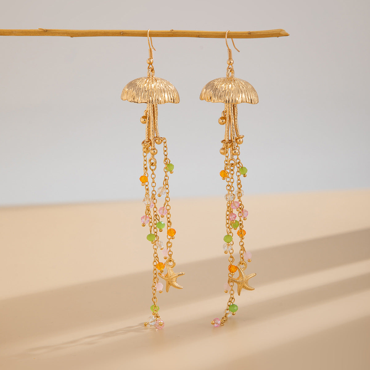 Jamilah Ocean Charm Tassel Earrings - Gold Style 3 [VO59YEI8]