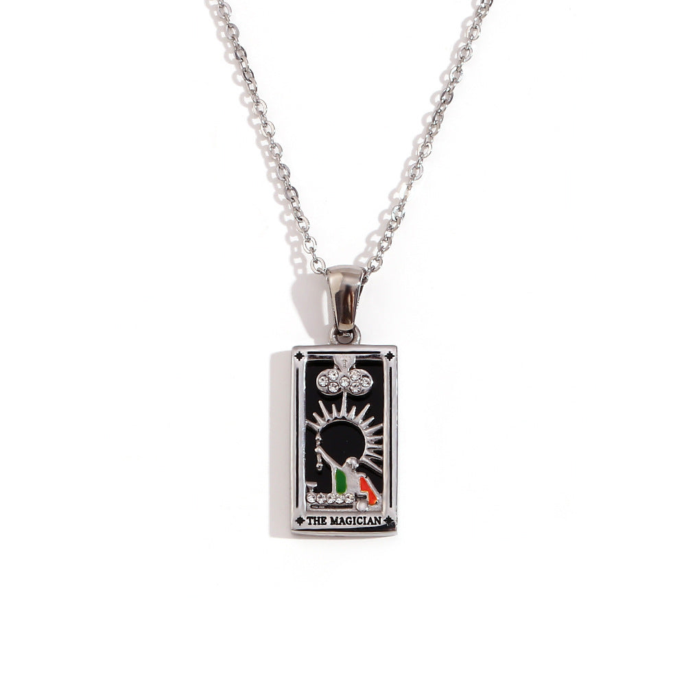 Avalyn Tarot Pendant Necklace - Steel - The Magician [ZH7UQXFU]