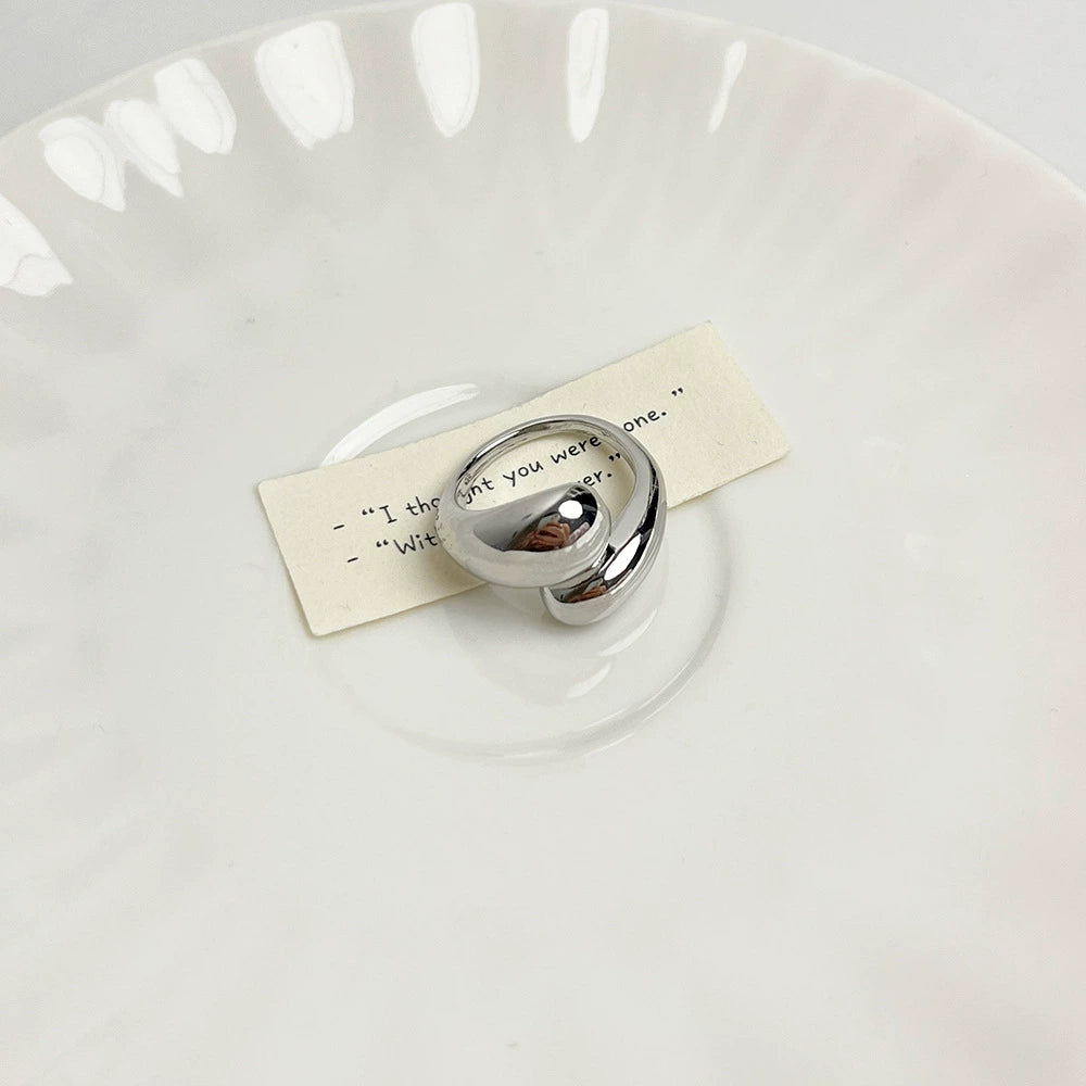 Ameera Geometric Open Ring - Water Drop Silver Ring [4QQH5MXB]