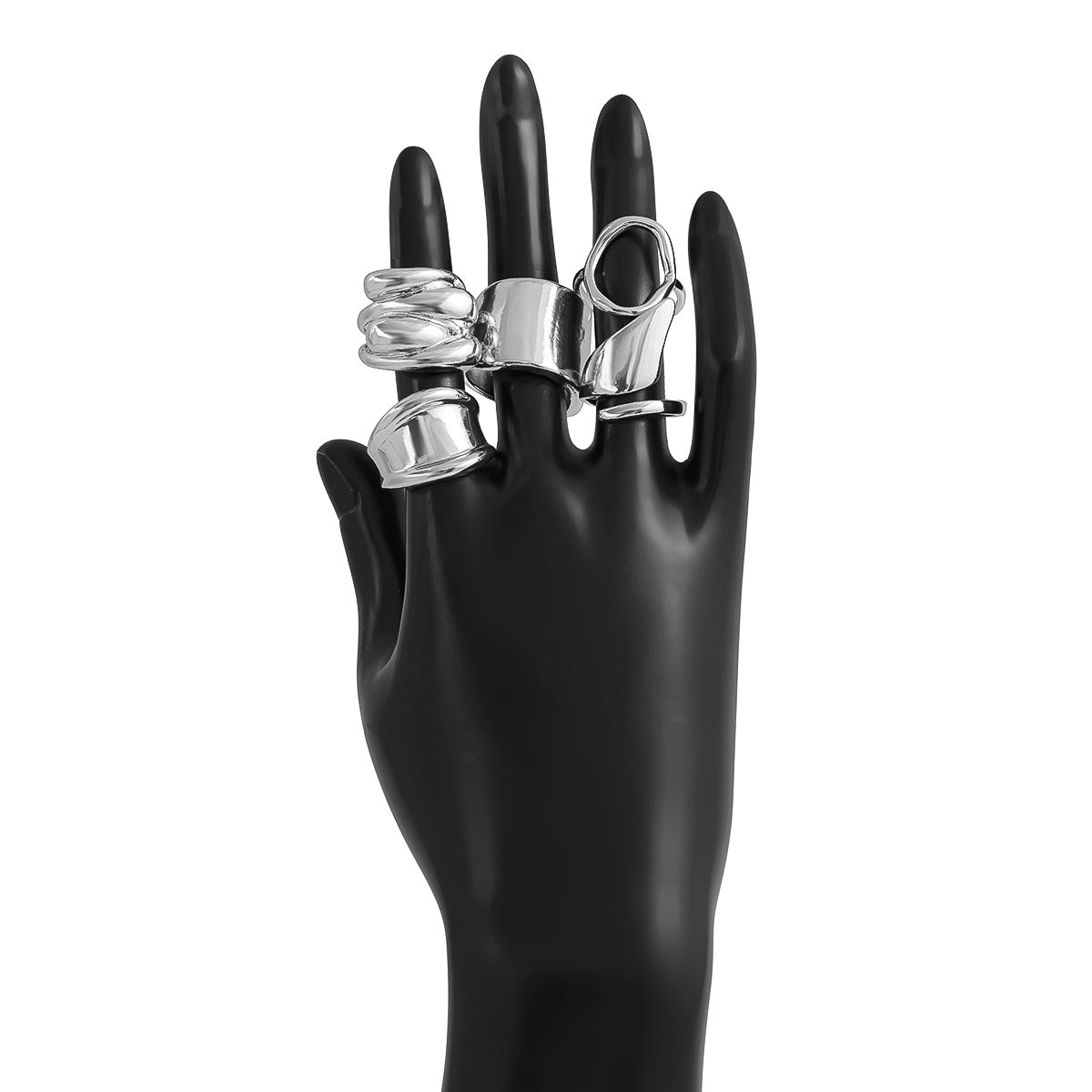 Gwen Irregular Ring Bracelet Set - Silver 5-Piece Set [SIKAIS4A]