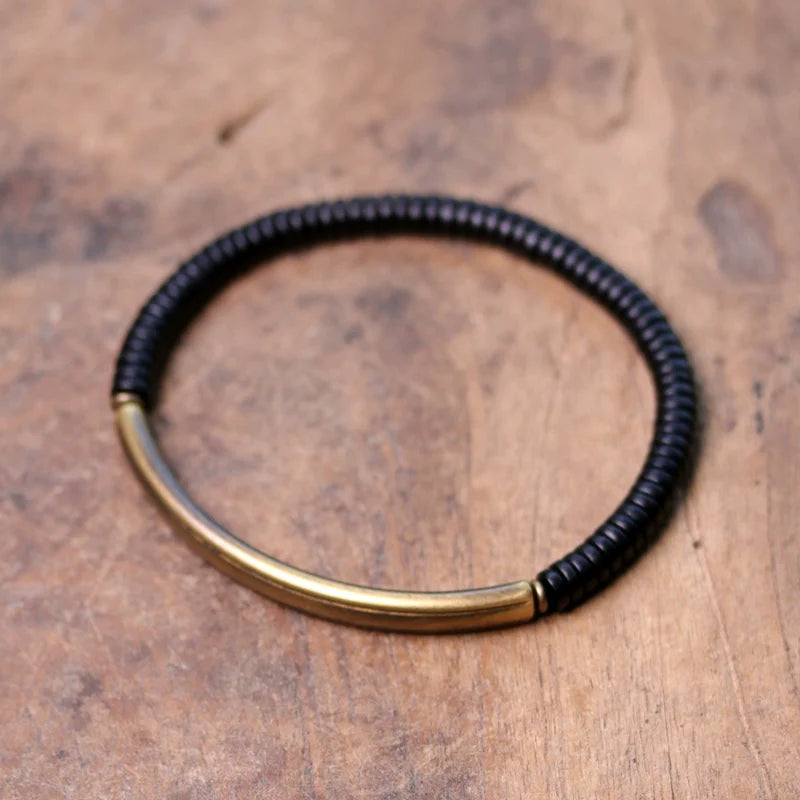 Maycee Sandalwood Bead Bracelet - Bent Copper Black Sandalwood