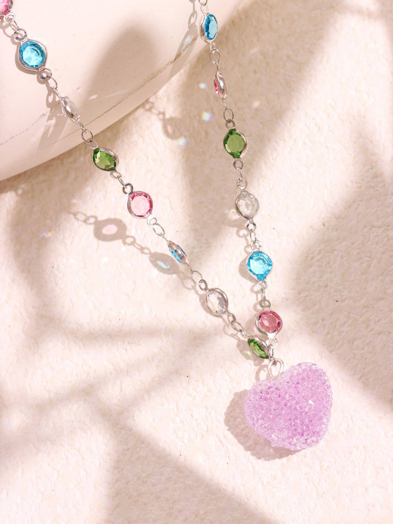 Jessi Beaded Heart Necklace - Mint Green [AZR02YWZ]