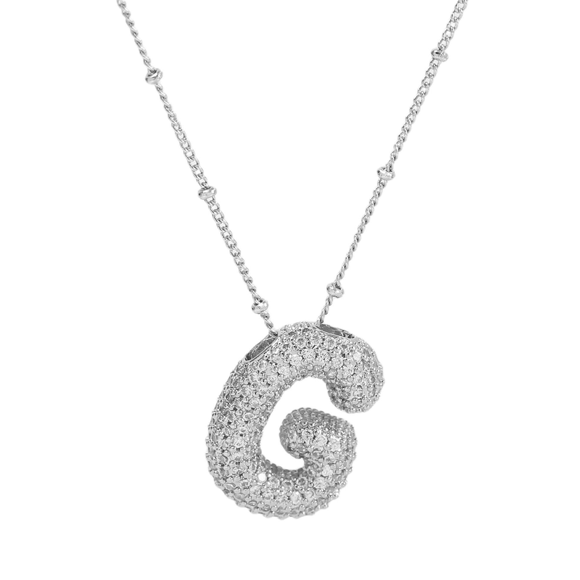 Fynlee Bubble Initial Necklace - Silver G [3SI1ZXTX]
