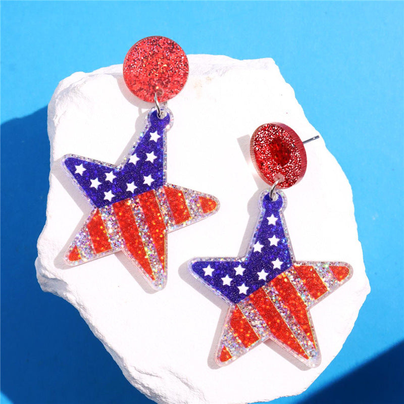 Kaileigh Patriotic Glitter Earrings - B [29VHTV12]