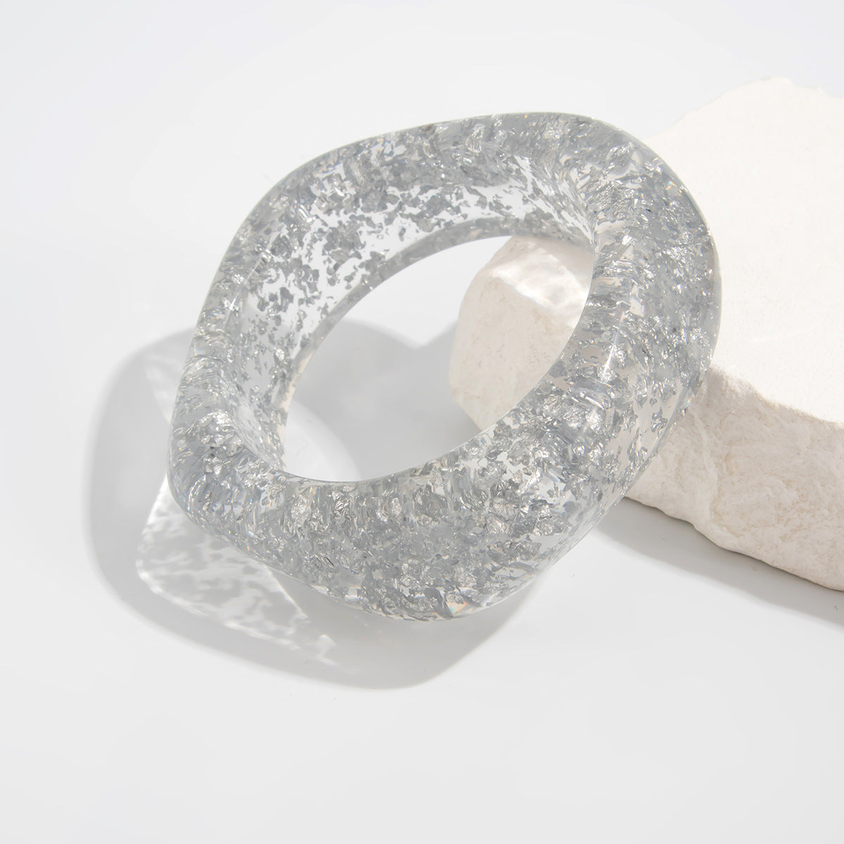 Glorianna Irregular Glitter Cuff Bracelet - Silver [NROC8A49]