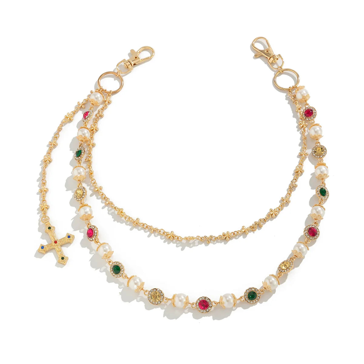 Atlee Rhinestone Double Chain - Gold