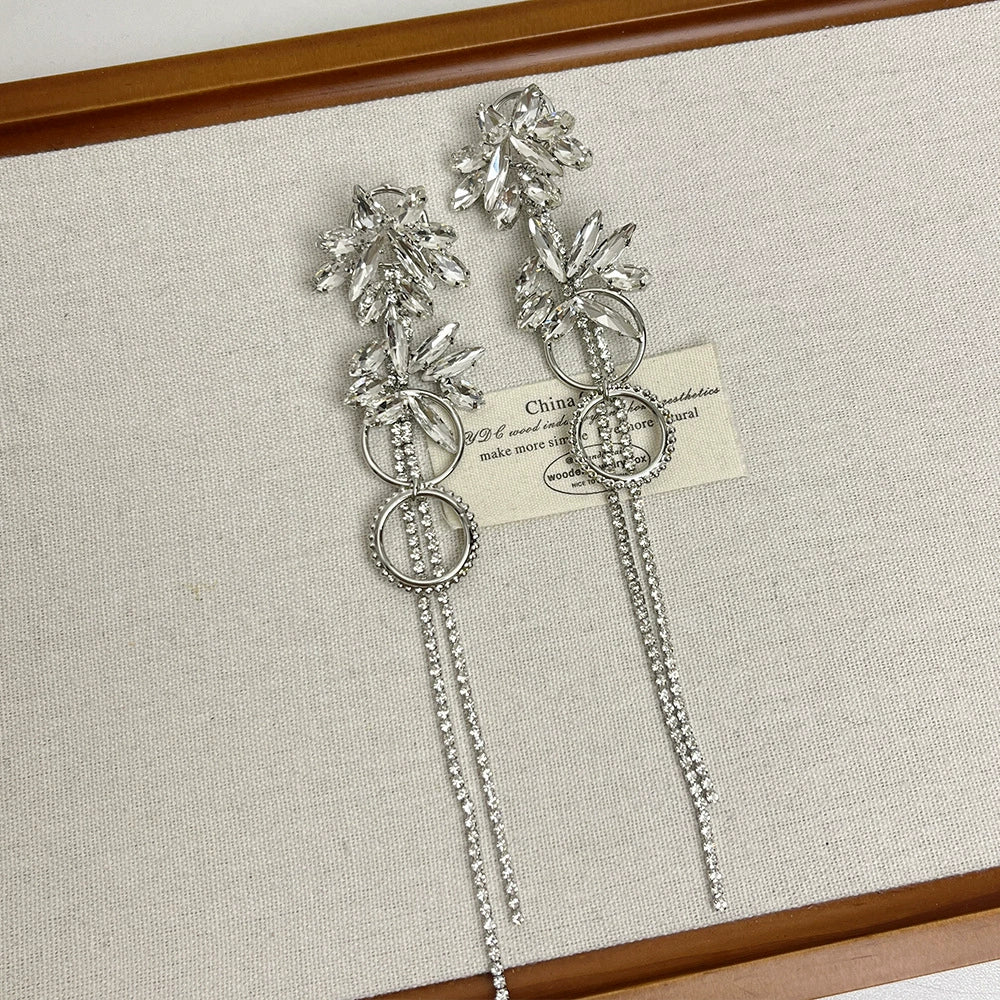 Dalyla Floral Tassel Earrings - Floral Rhinestone Tassel Earrings [MC61TME5]