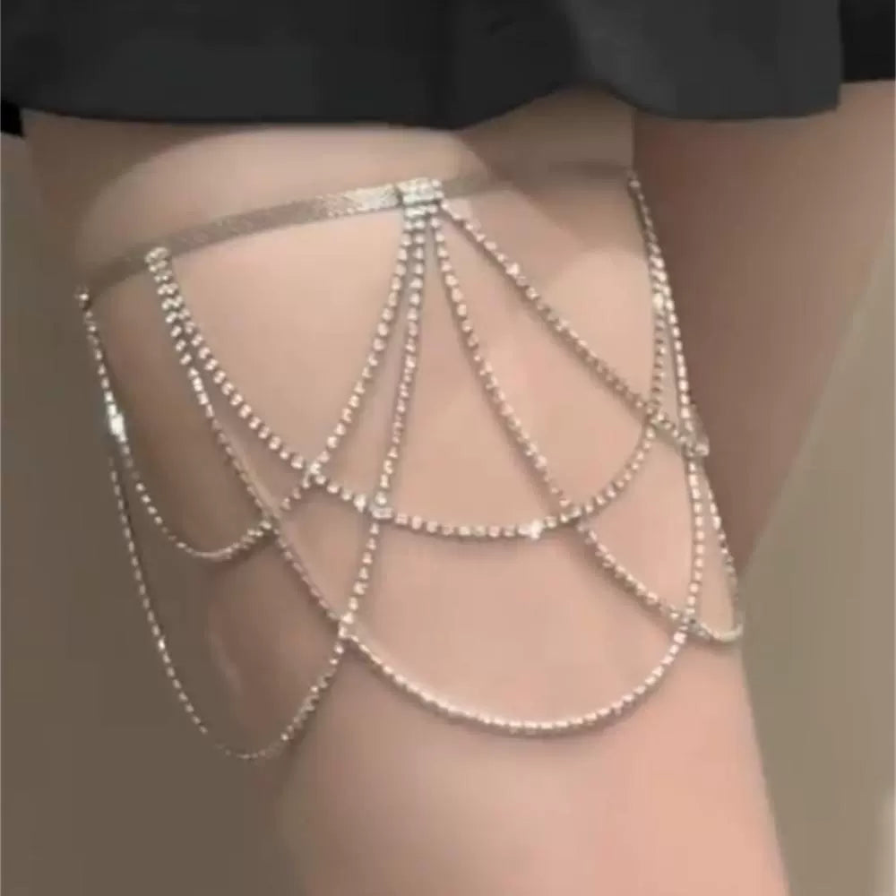Tamara Sparkle Tassel Leg Chain - Silver Plated (Premium Version)