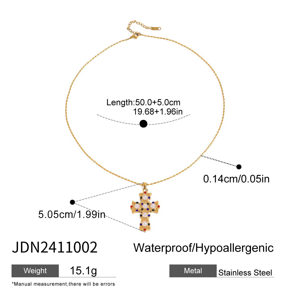 Mattie Beaded Cross Necklace - JDN2411002 [T88JFT05]