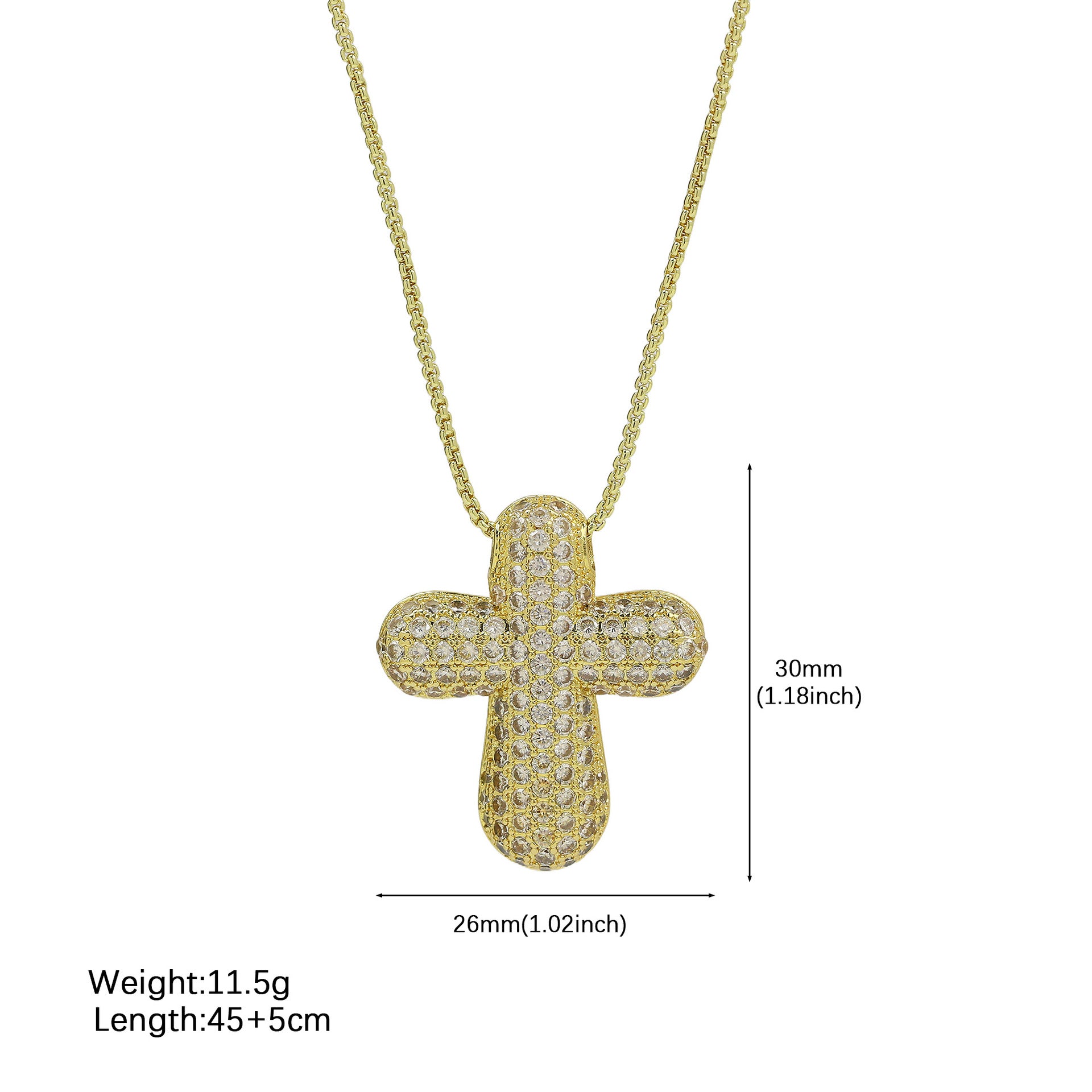 Unique Zircon Cross Pendant Necklace - Zircon Cross Style [J866OWBD]