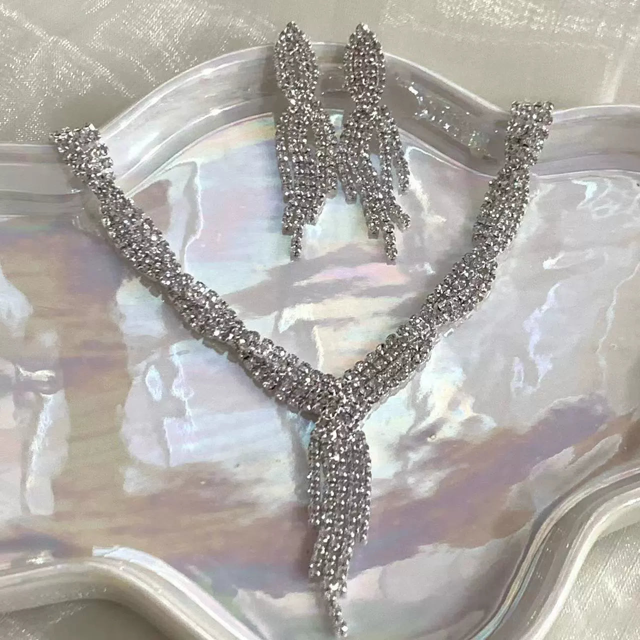 Elliett Rhinestone Choker Set - Necklace + Earrings