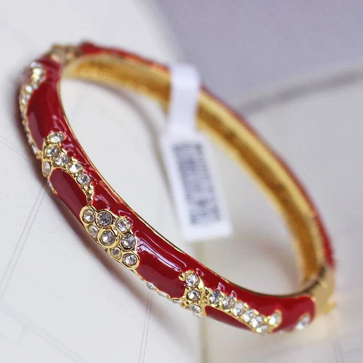 Makennah Cloisonne Enamel Cuff - Red