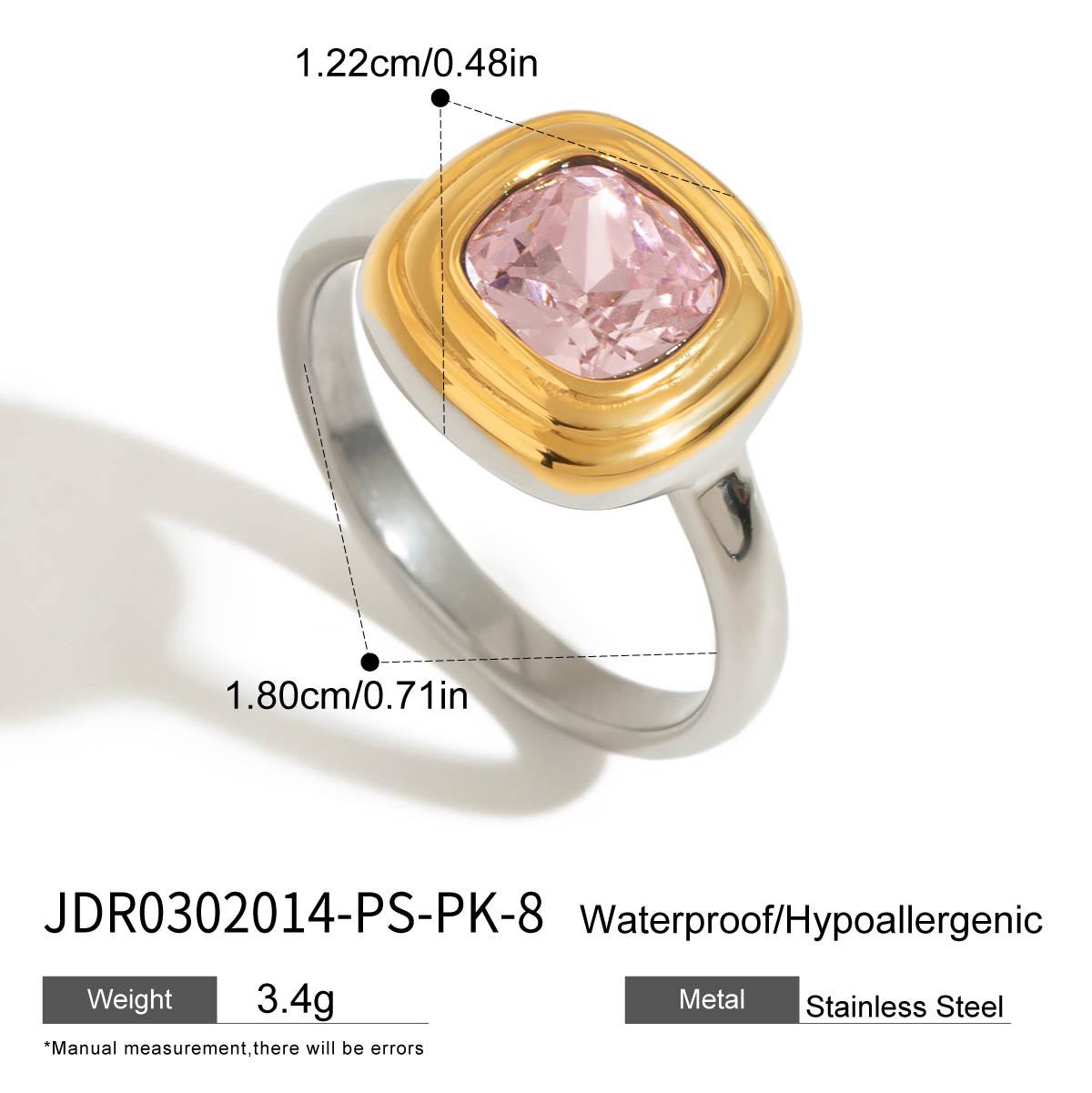 Anshika Pink Zircon Statement Ring - JDR0302014-PS-PK-8 [6PYSUG06]
