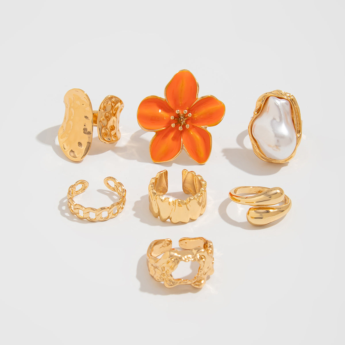 Milana Irregular Open Ring - Orange Flower [JNKL5UKD]