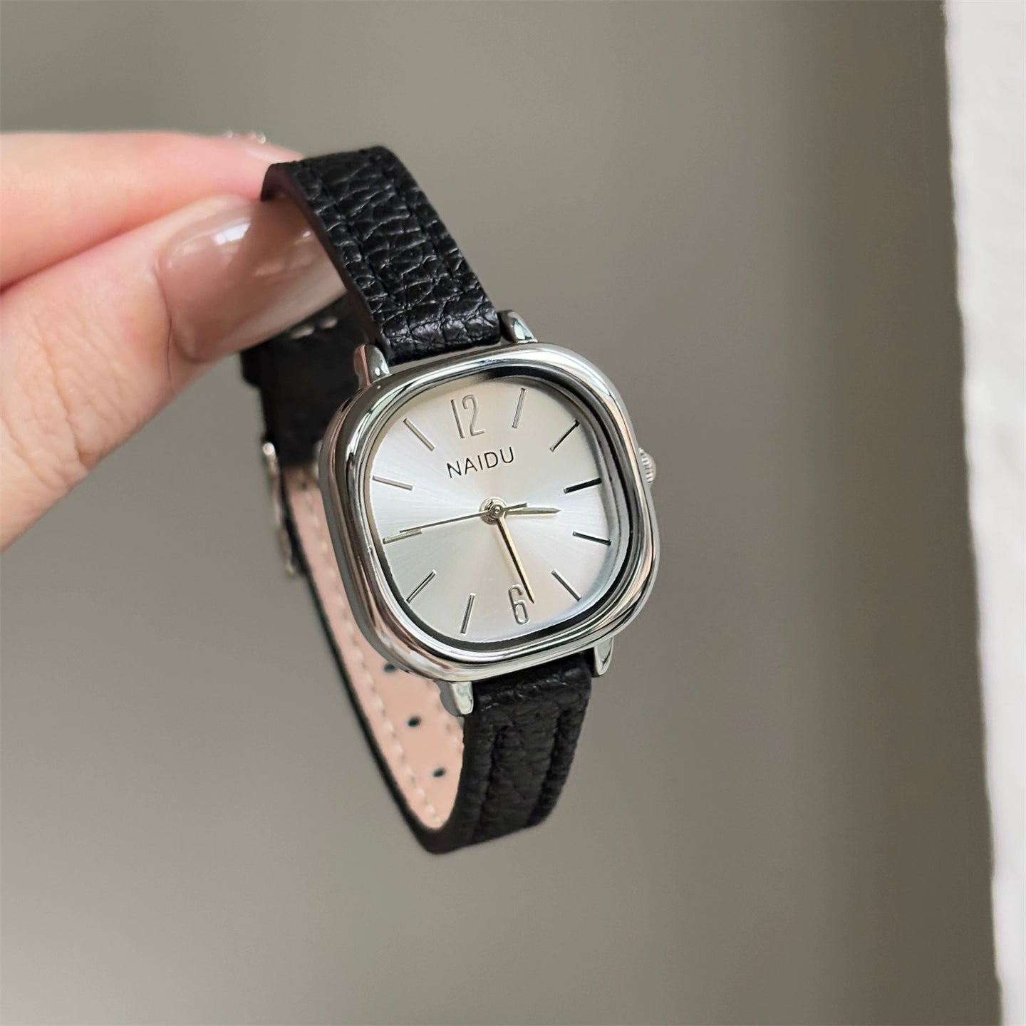 Gentry Vintage Square Watch - Black Band Silver Frame White Face [91JHOIO1]