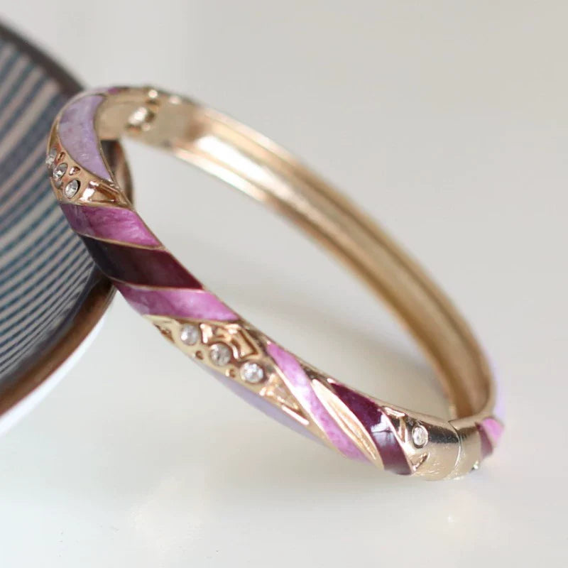 Janice Floral Enamel Bangle - Purple
