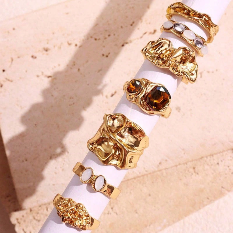 Katharina Resin Ring Set - Gold Tone [XEVSB2NV]