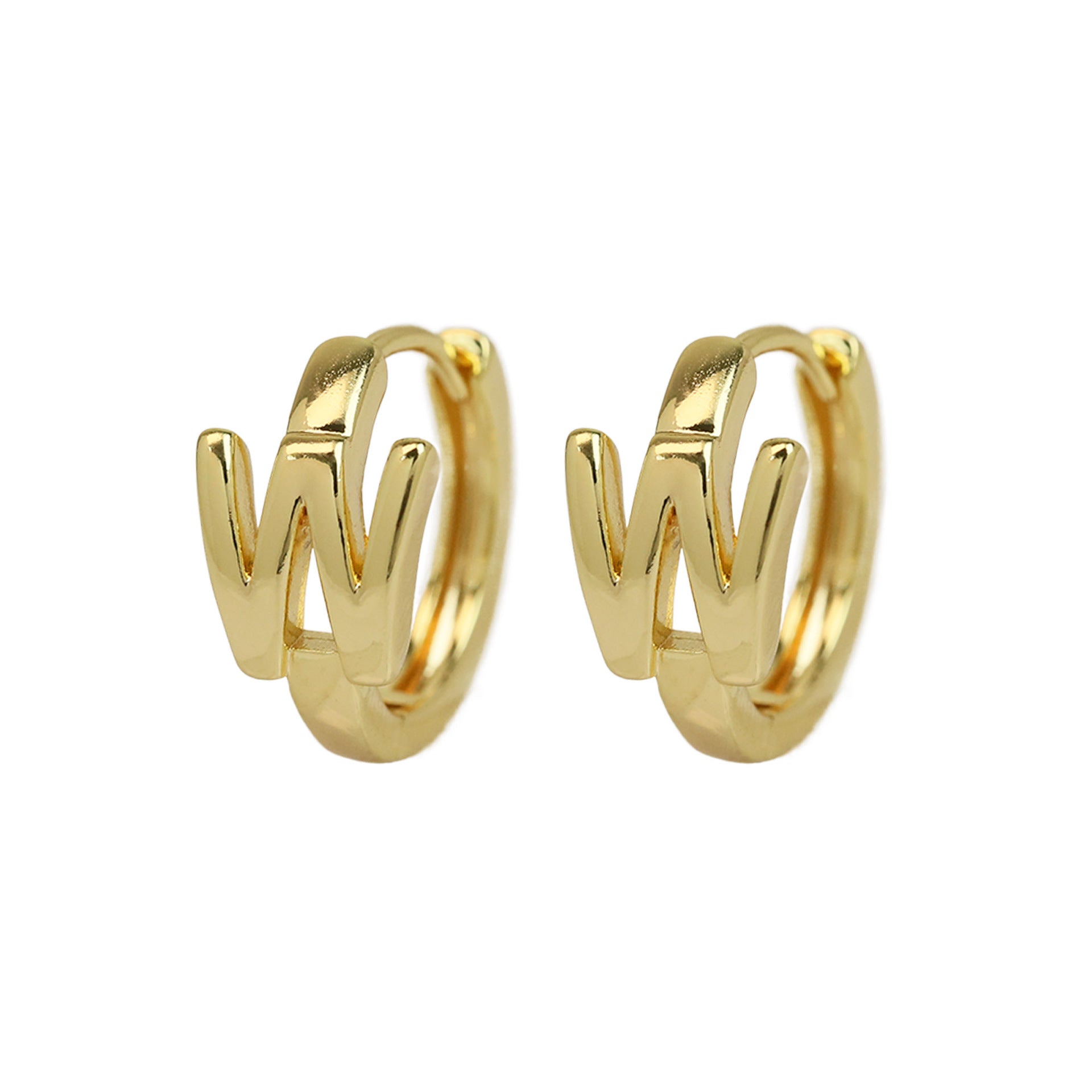 Haylee Gold Letter Stud Earrings - W [C6VFPXO7]