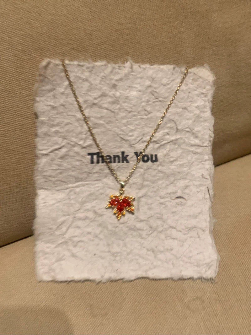 Clarity Ruby Maple Leaf Necklace - Maple Leaf Necklace