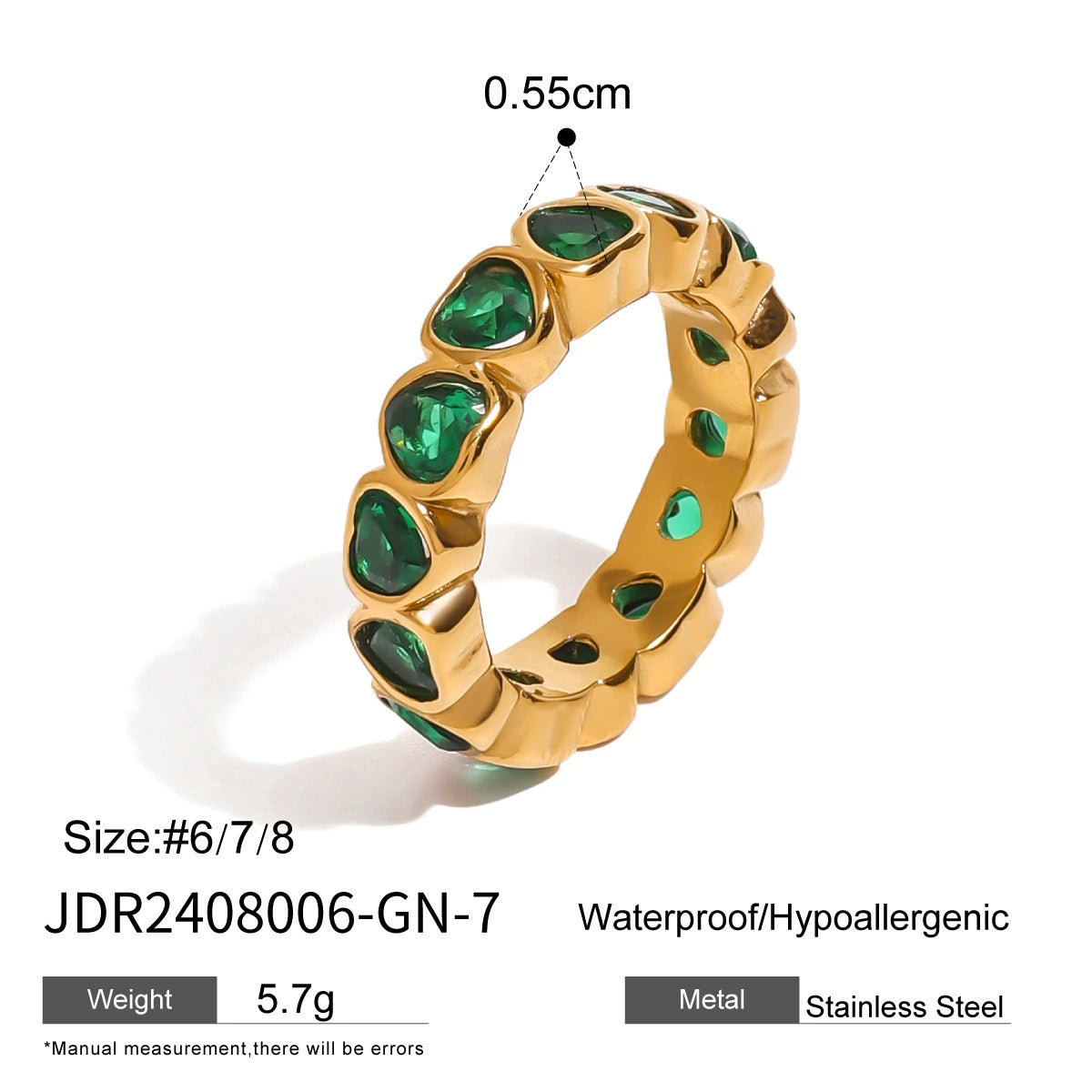 Nimrat Delicate Ring Set - JDR2408006-GN-7 [EQGU5IRN]