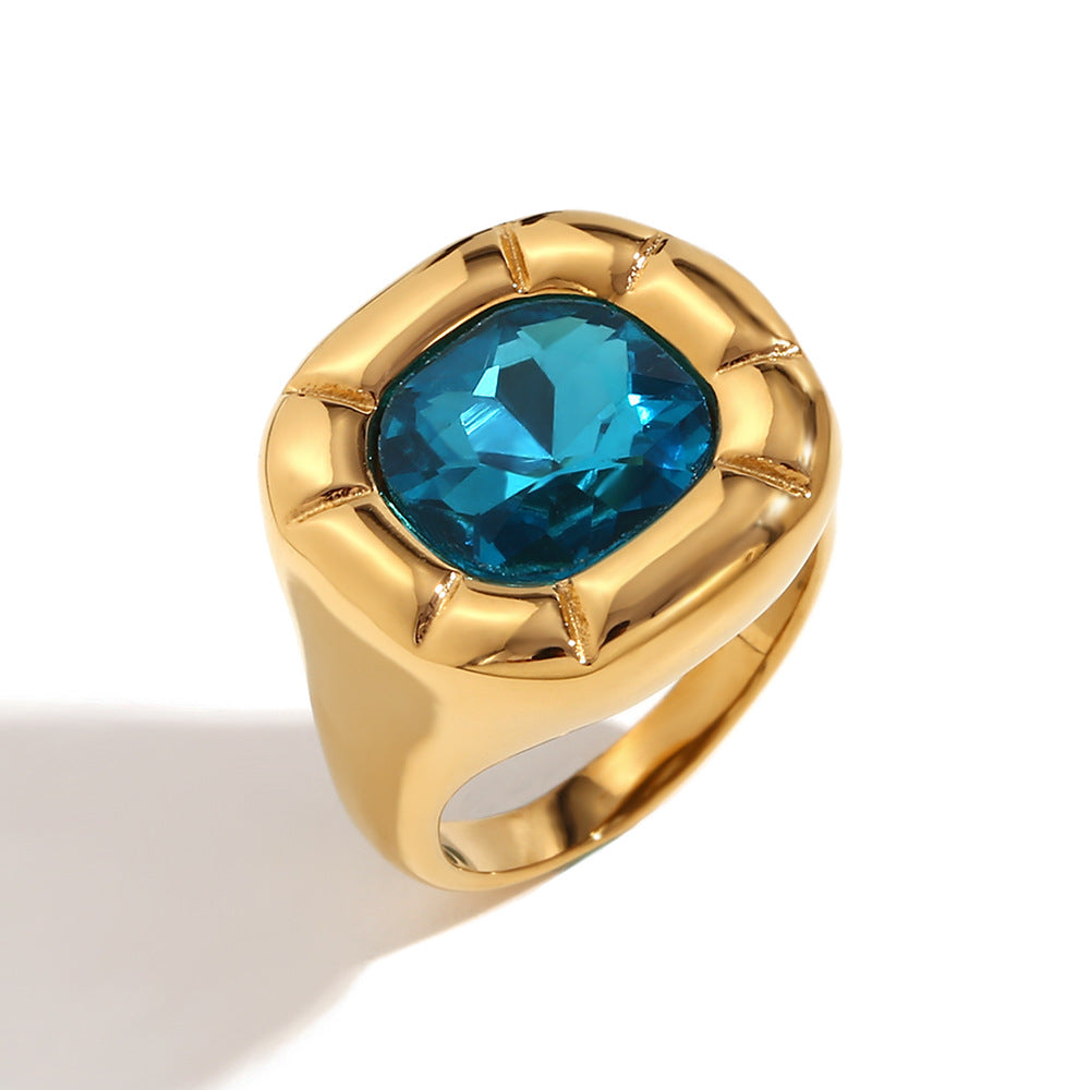 Amayra Zircon Bloom Jewelry - Ring - Gold Blue Zircon Size 6 [C9QEW47W]