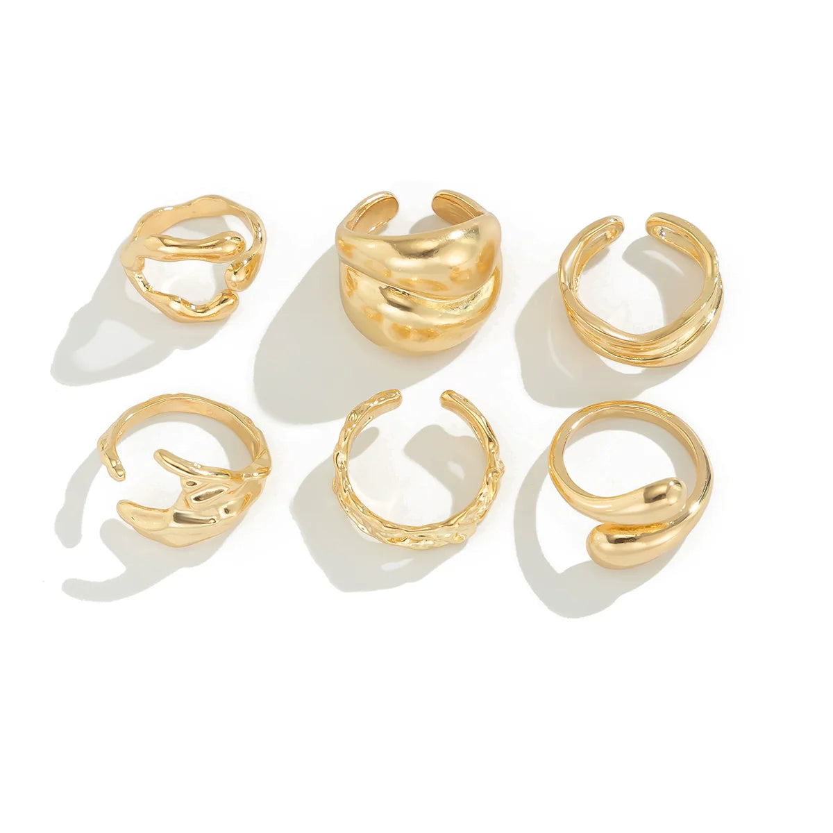 Aylee Irregular Layered Ring Set - Light Gold