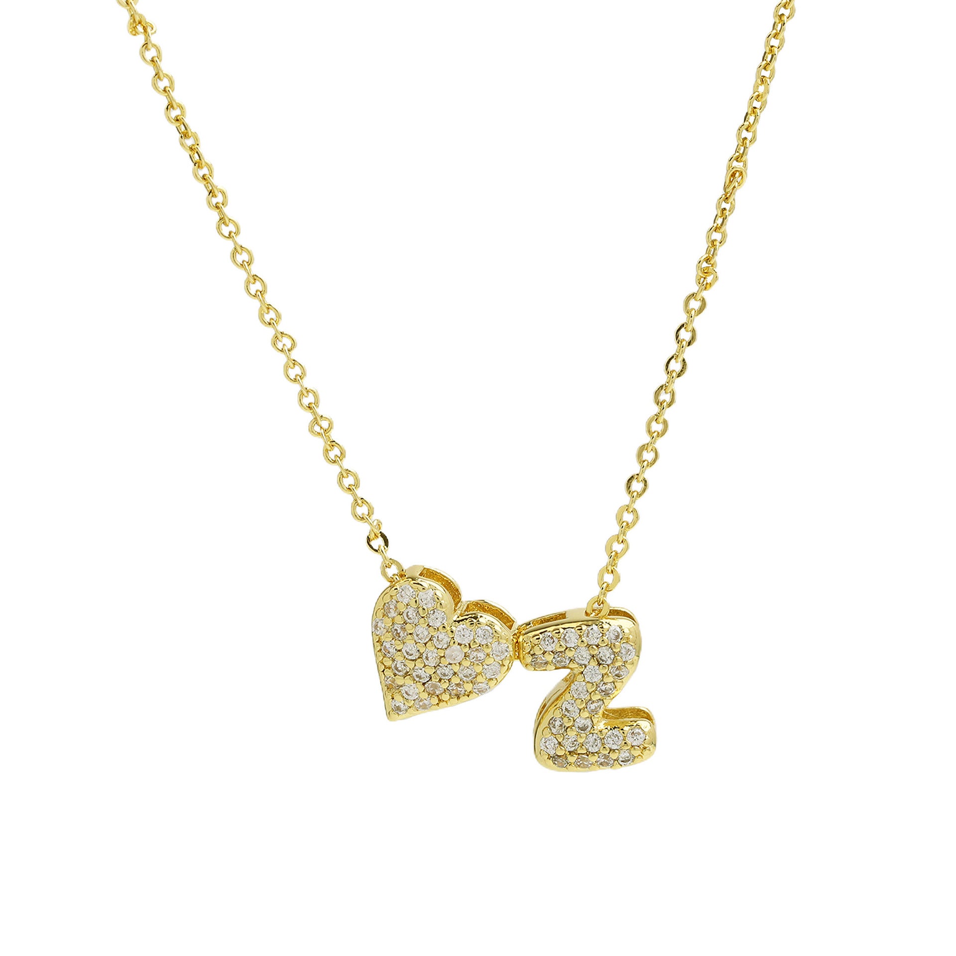 Riley Zircon Bubble Initial Necklace - Z Initial [7003PA6X]