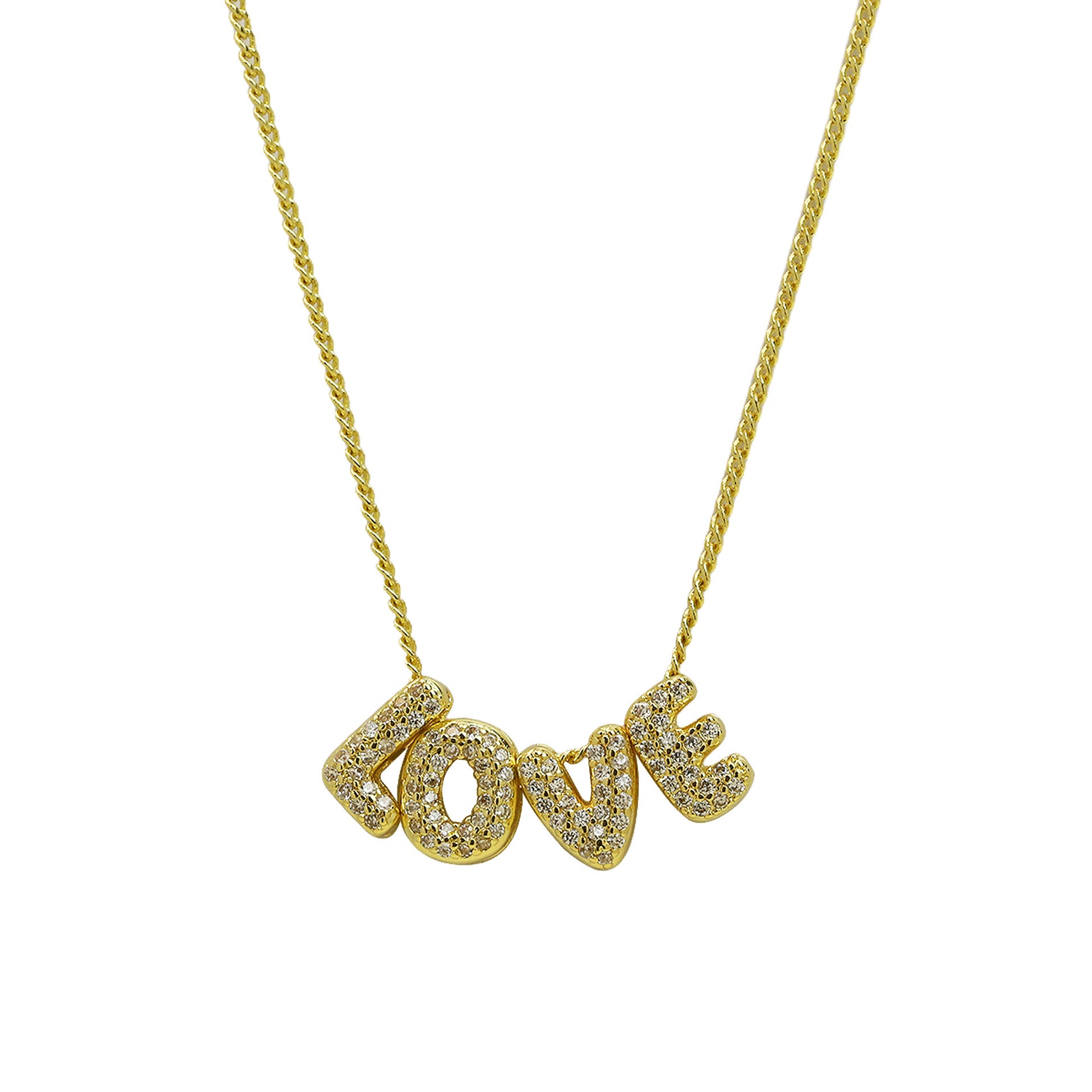Beautiful Zircon Letter Necklace - Love Gold [CLR450E6]