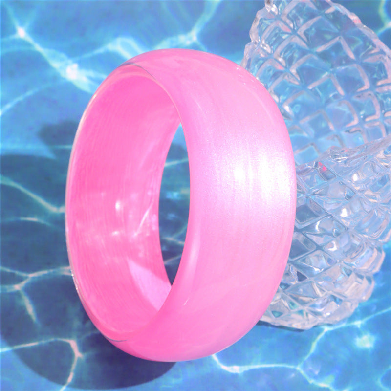 Kalilah Glitter Resin Bangle - Pink Striped [KHO1JNA8]