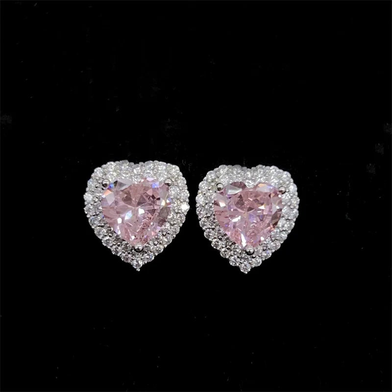 Gisella Colorful Gemstone Heart Studs - Pink